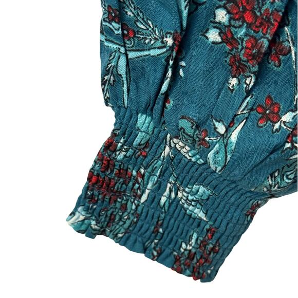 Band of The Free Sybille Teal Floral Crossover Crop Top NWT - Picture 10 of 13